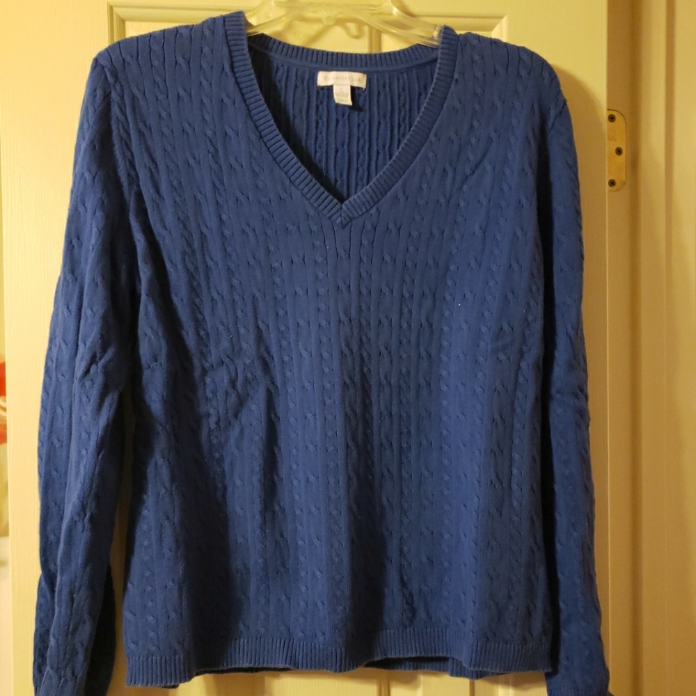 Charter Club Blue V-Neck Sweater Size Large